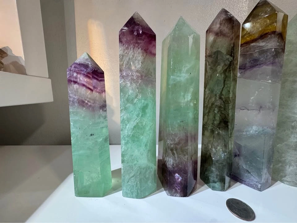 Large Fluorite Tower Bundle Crystal Mineral - photo 3