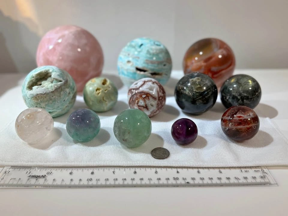 Collectible Crystal Spheres Lot - Various Types