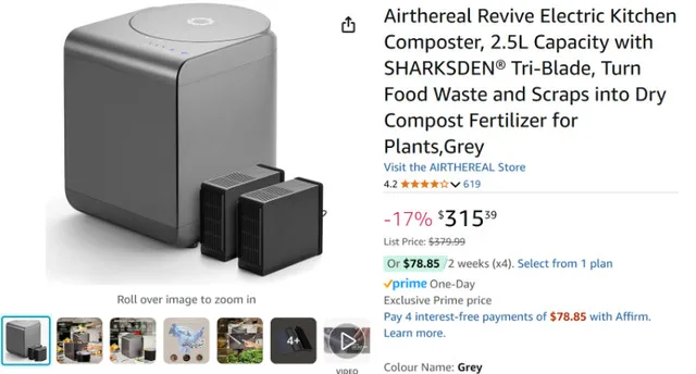 Airthereal Electric Kitchen Composter - 2.5L Capacity image indicator(2)