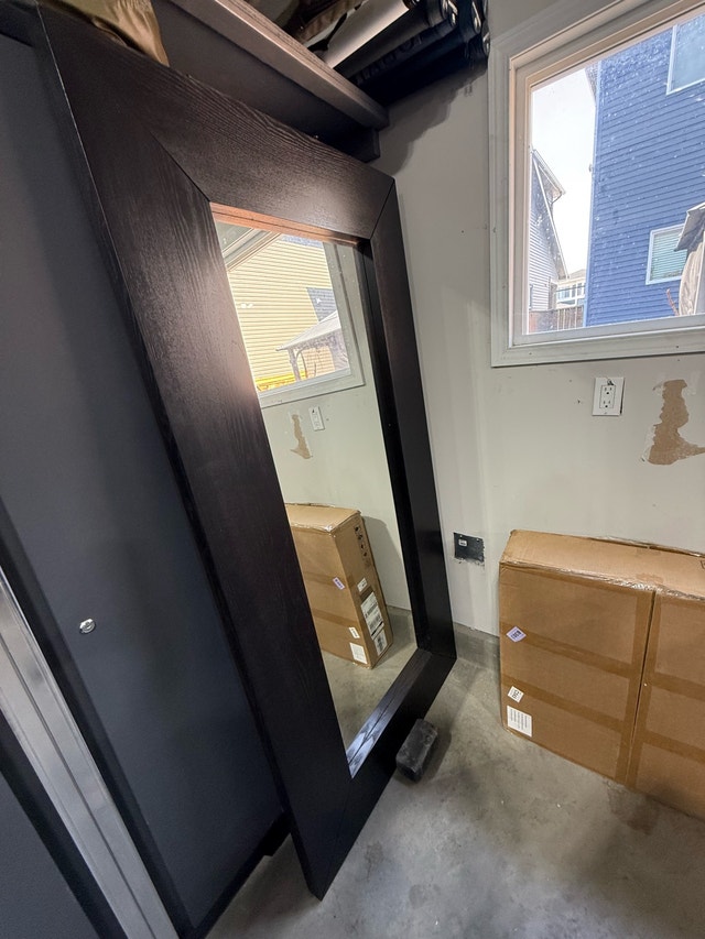 Solid Wood Full Length Floor Mirror Dark Espresso/Black
