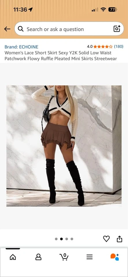 Brown Ruffle Lace Mini Skirt Small Y2K - photo 4