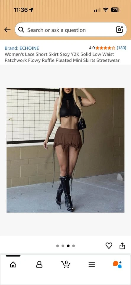 Brown Ruffle Lace Mini Skirt Small Y2K - photo 5