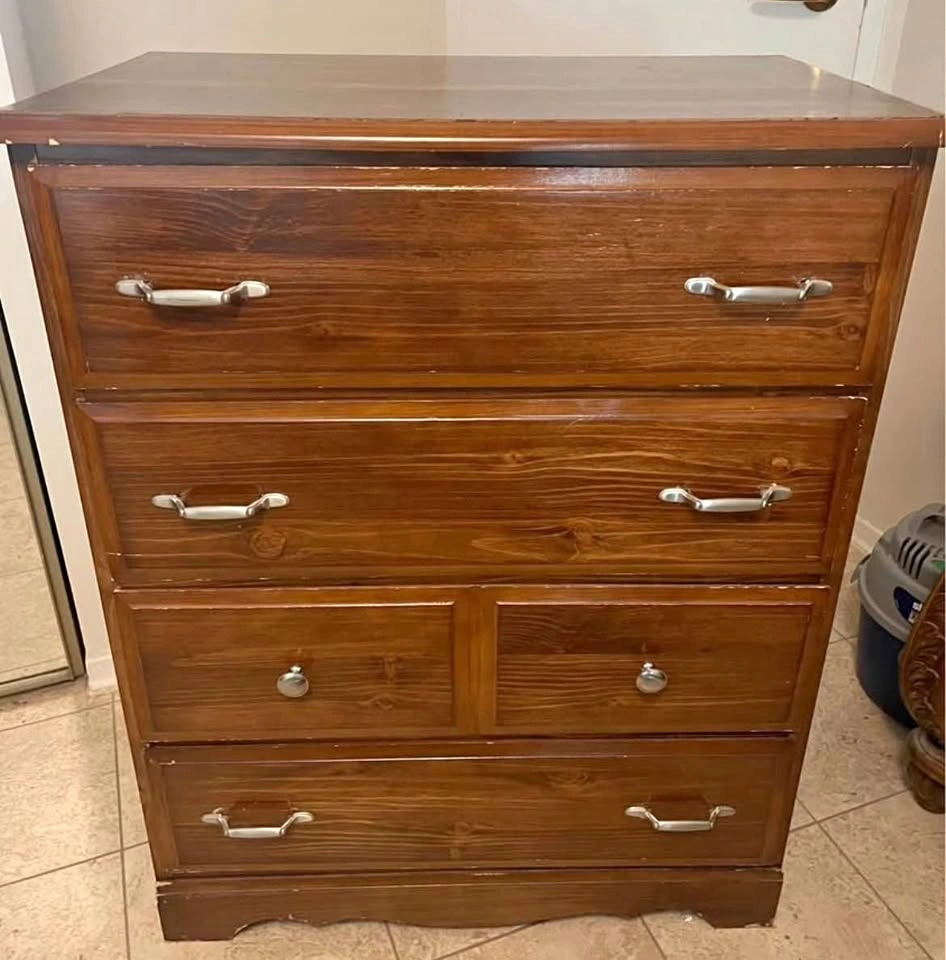 Dark Brown 5-Drawer Wood Dresser
