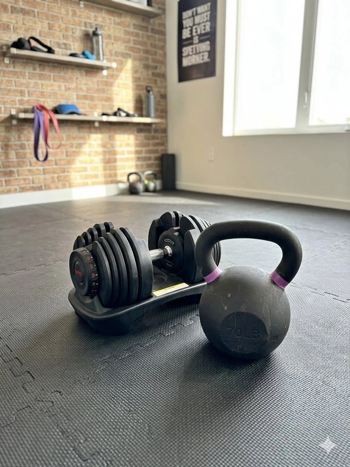 Premium Home Gym Starter Set – 90lb Adjustable Dumbbells (2) & 7