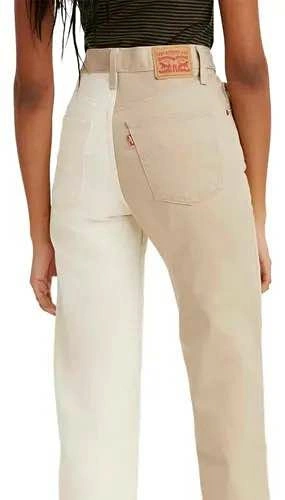 EUC Levi's Two-Tone Cream & Beige Ribcage Straight Jeans 26