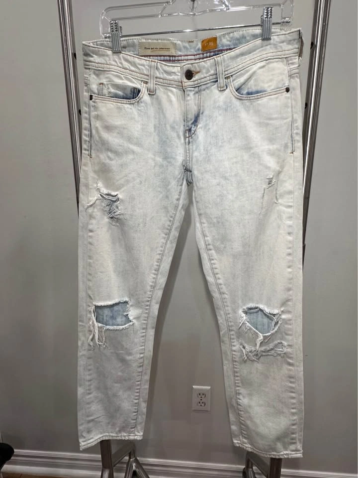 GUC PILCRO ANTHROPOLOGIE Light Wash Blue Distressed Jeans Low Ri - photo 2