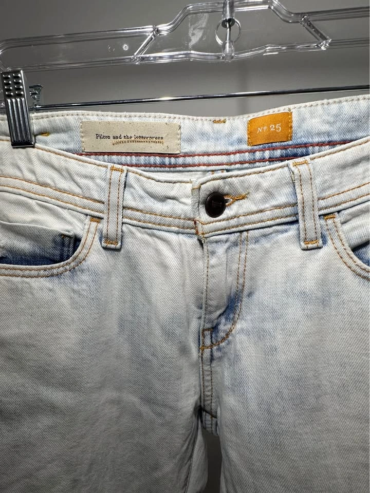 GUC PILCRO ANTHROPOLOGIE Light Wash Blue Distressed Jeans Low Ri - photo 3