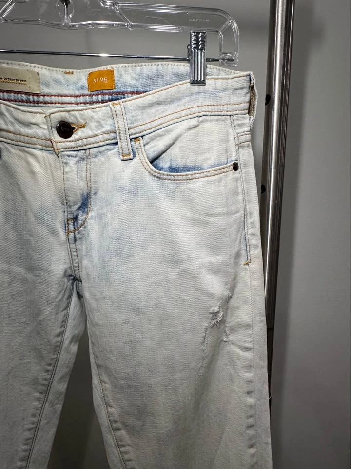 GUC PILCRO ANTHROPOLOGIE Light Wash Blue Distressed Jeans Low Ri - photo 5