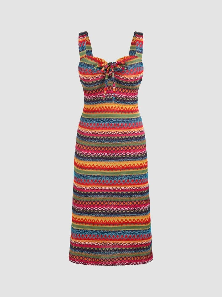 NEW Cider Multicolor Striped Knit Midi Dress Resort Beach - Wome - photo 3