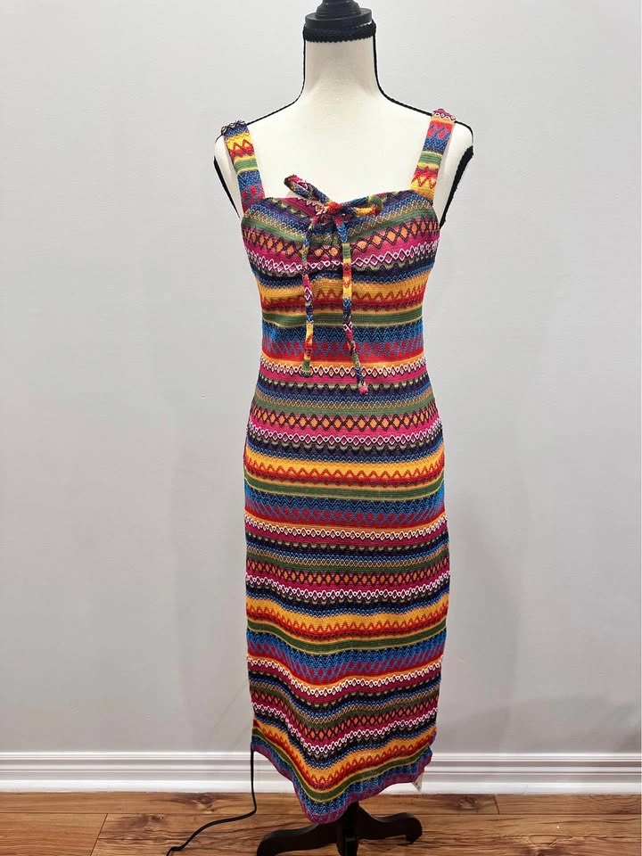 NEW Cider Multicolor Striped Knit Midi Dress Resort Beach - Wome - photo 4