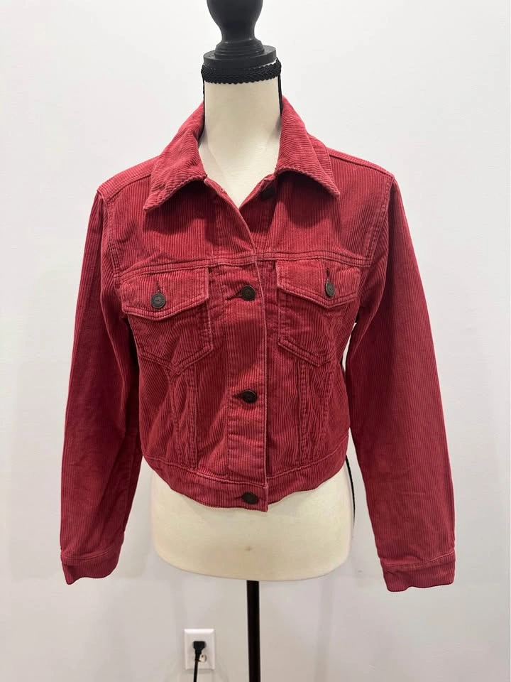 EUC HOLLISTER Brick Red Corduroy Jean Jacket Women's Button-Up S - photo 2