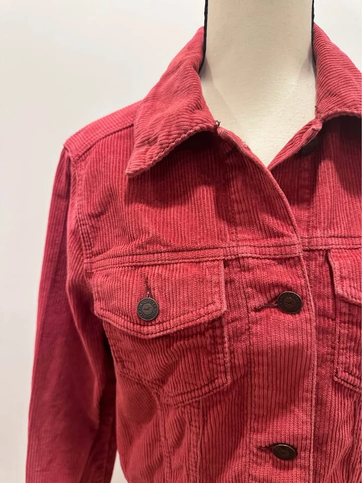 EUC HOLLISTER Brick Red Corduroy Jean Jacket Women's Button-Up S - photo 3