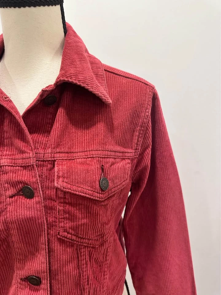 EUC HOLLISTER Brick Red Corduroy Jean Jacket Women's Button-Up S - photo 4