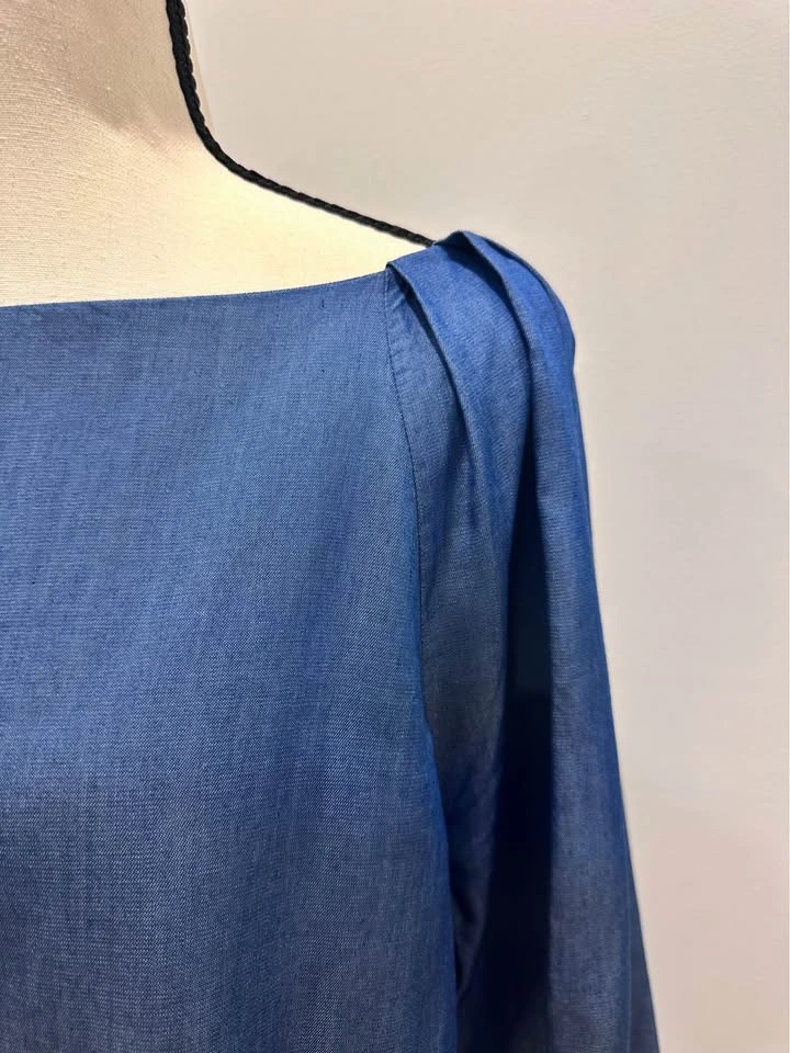 Massimo Dutti Women's Blue Lyocell Boatneck Top Blouse Size 8 - photo 3