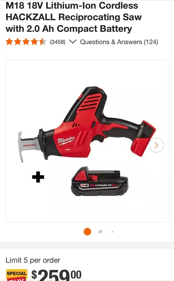 Milwaukee M18 18V Cordless HACKZALL Reciprocating Saw w/ 2.0 Ah - photo 3