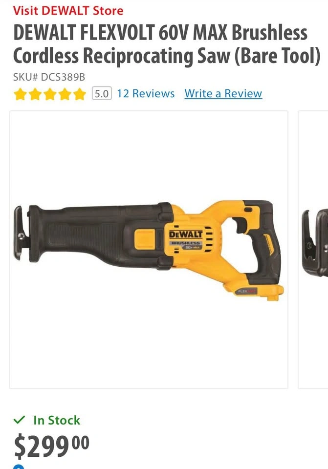 DEWALT FLEXVOLT 60V MAX Brushless Cordless Reciprocating Saw (Ba - photo 3