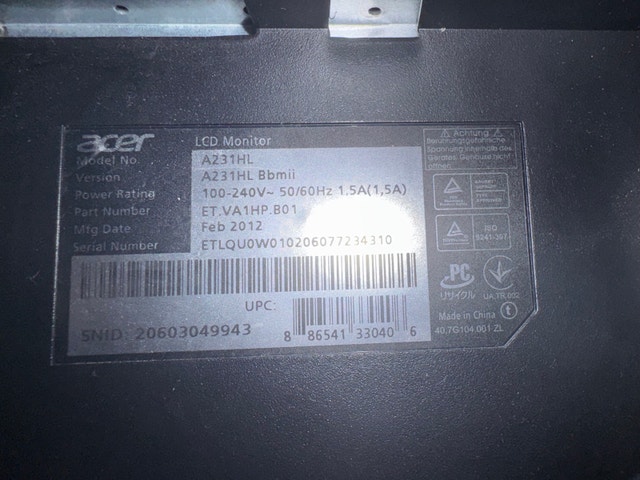 Acer A231HL 23” LCD Monitor – Excellent Condition (1080p 60hz) - photo 2