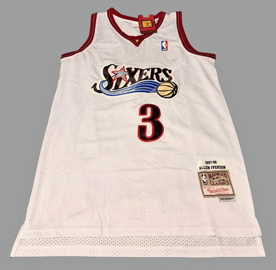 Allen Iverson Sixers White Jersey Mens Large Retro NBA NEW