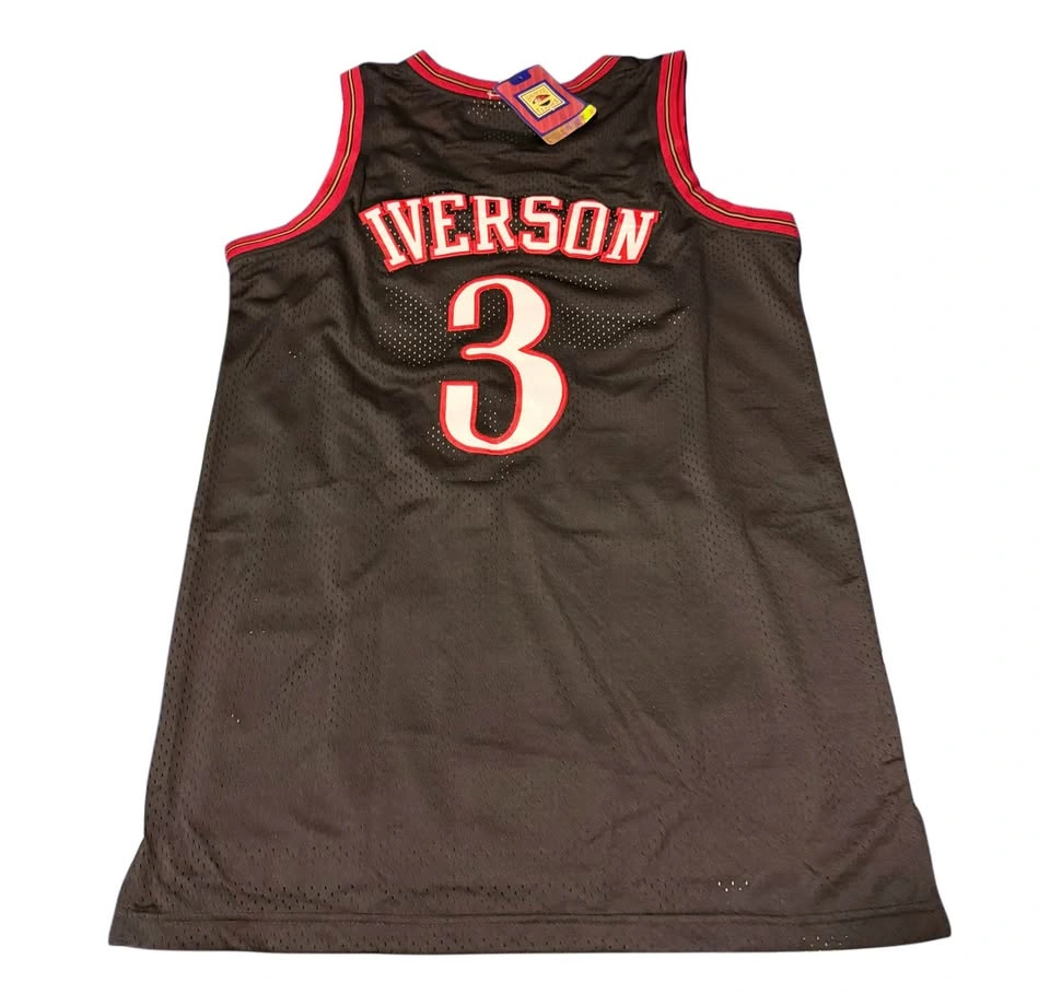 Allen Iverson Sixers Black Jersey Mens Large Retro NBA NEW - photo 2