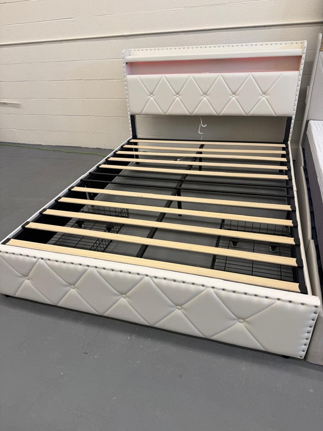 Brand New Queen Bed with LED, Storage, Power Sockets