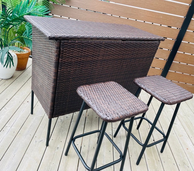 NEW IN BOX 3 PC Wicker Outdoor Patio Bar Set - photo 2