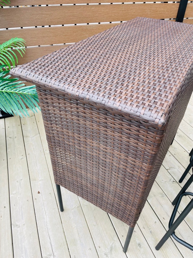 NEW IN BOX 3 PC Wicker Outdoor Patio Bar Set - photo 3