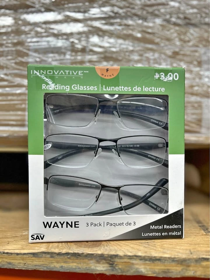 Innovative Wear Wayne Reading Glasses +3.00 (3 Pack)