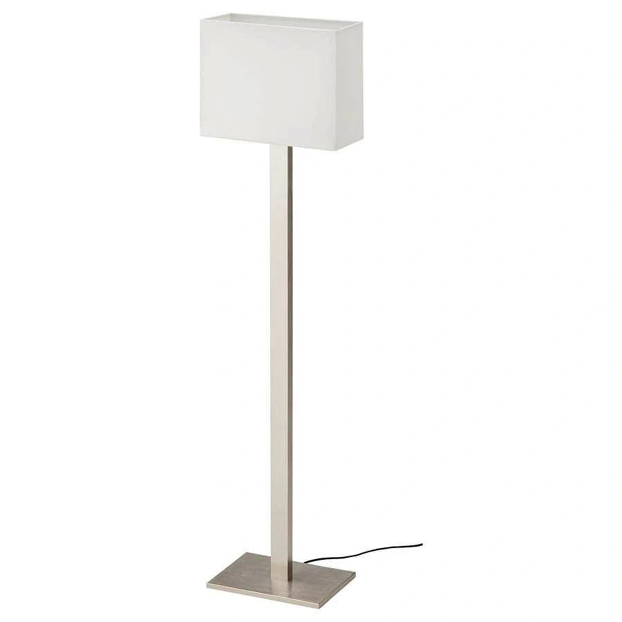 Ikea TOMELILLA Floor Lamp, Nickel/White, 150cm, Free Bulb