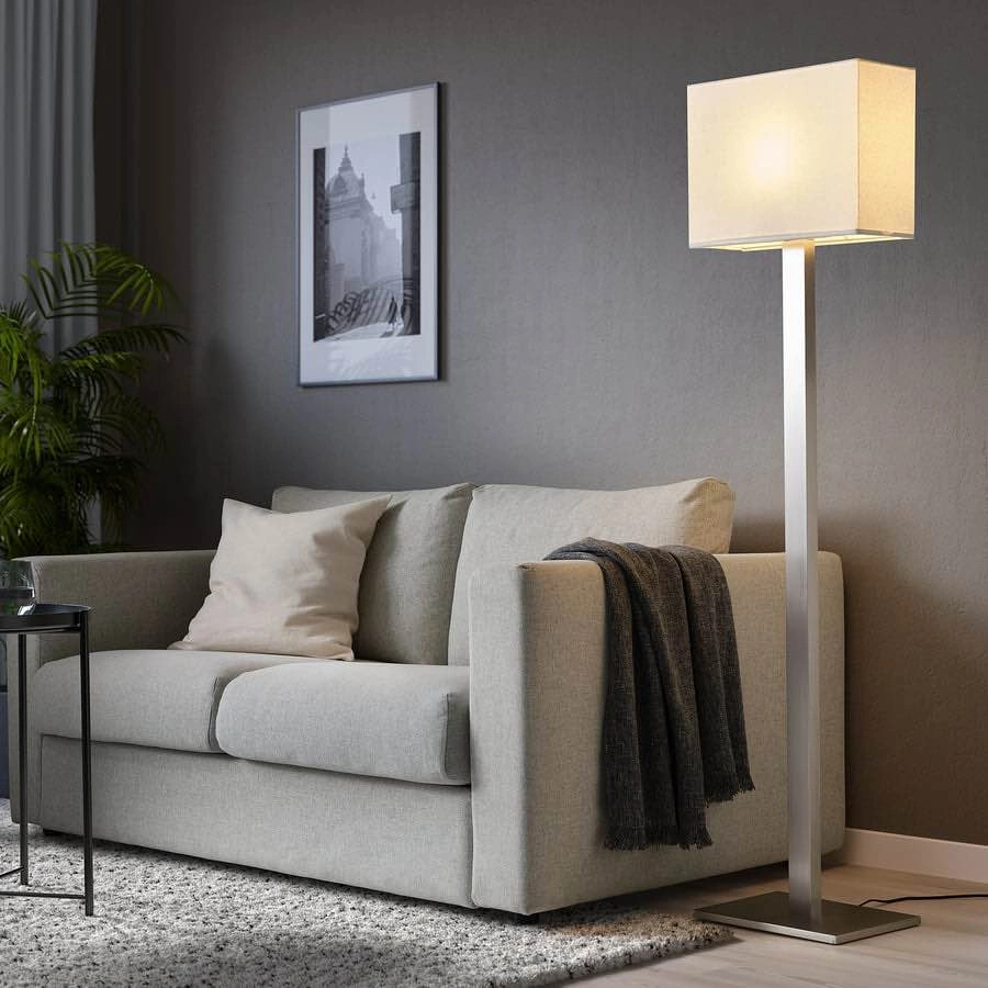 Ikea TOMELILLA Floor Lamp, Nickel/White, 150cm, Free Bulb - photo 2