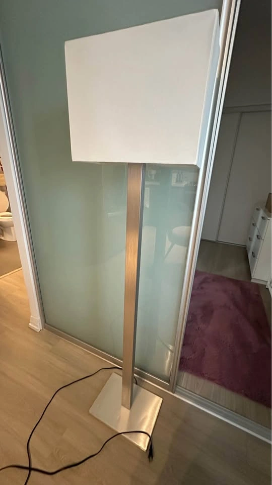 Ikea TOMELILLA Floor Lamp, Nickel/White, 150cm, Free Bulb - photo 3