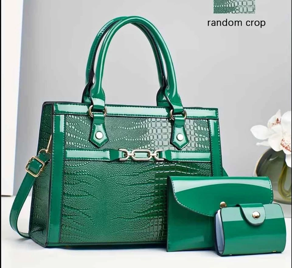 Brand new 3pc green crocodile pattern handbag set