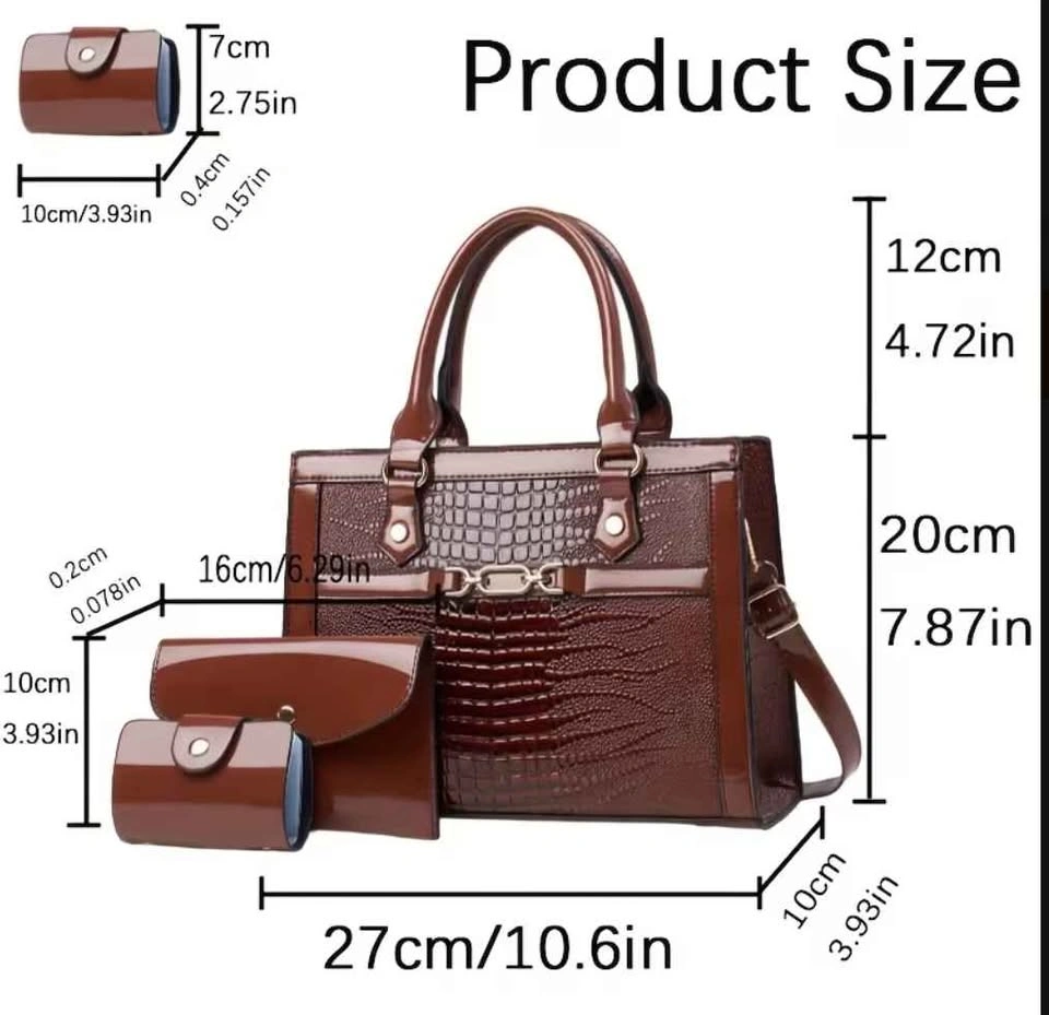 Brand new 3pc green crocodile pattern handbag set - photo 3