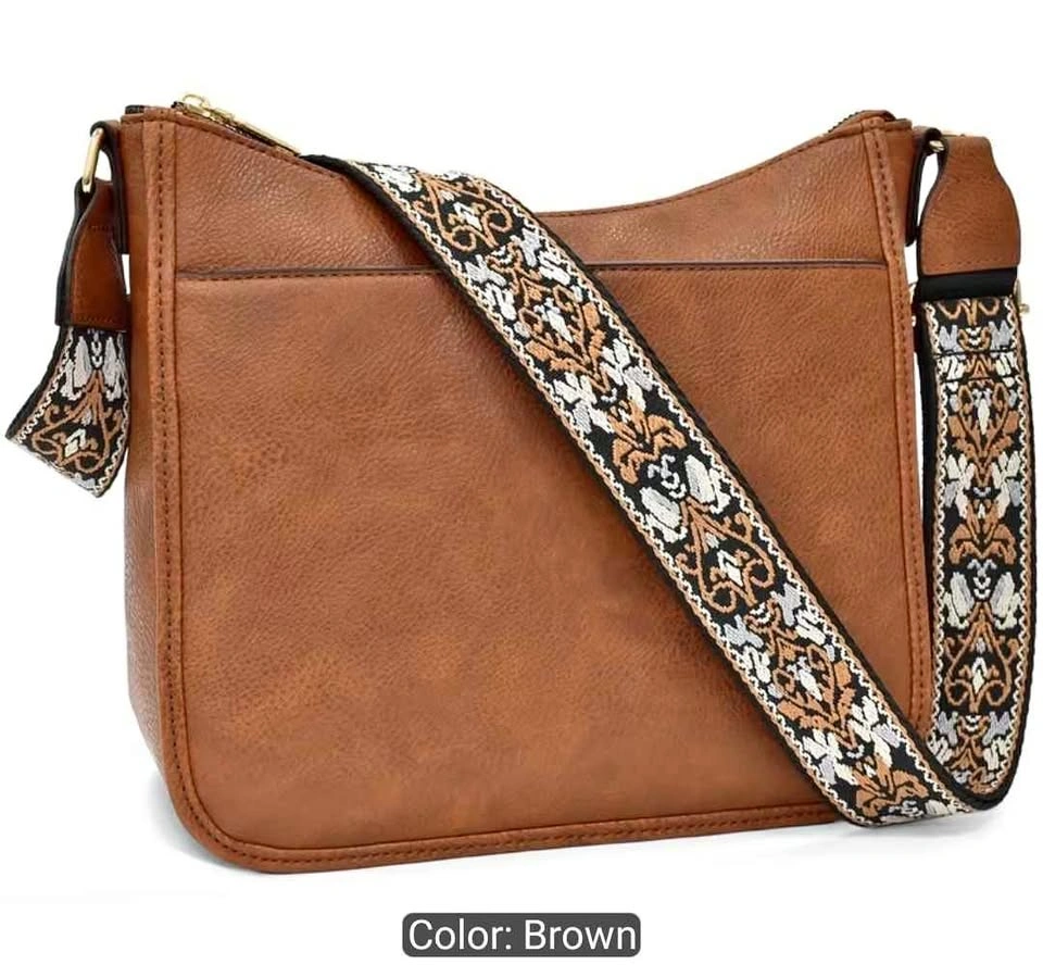 Brand new large capacity brown color cross body bag for women