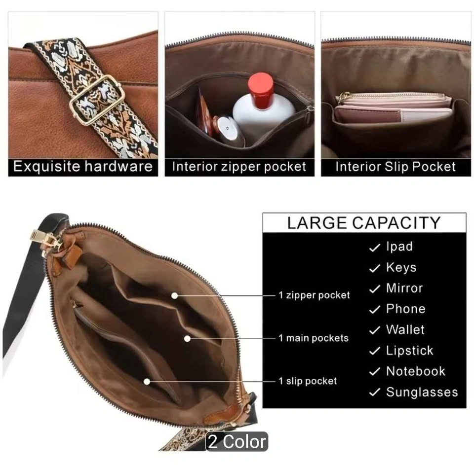 Brand new large capacity brown color cross body bag for women - photo 3