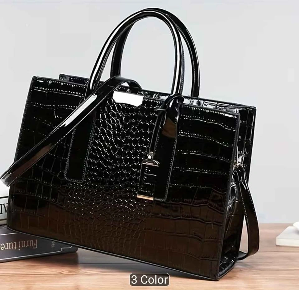 Brand new black crocodile pattern hand bag for women - photo 2