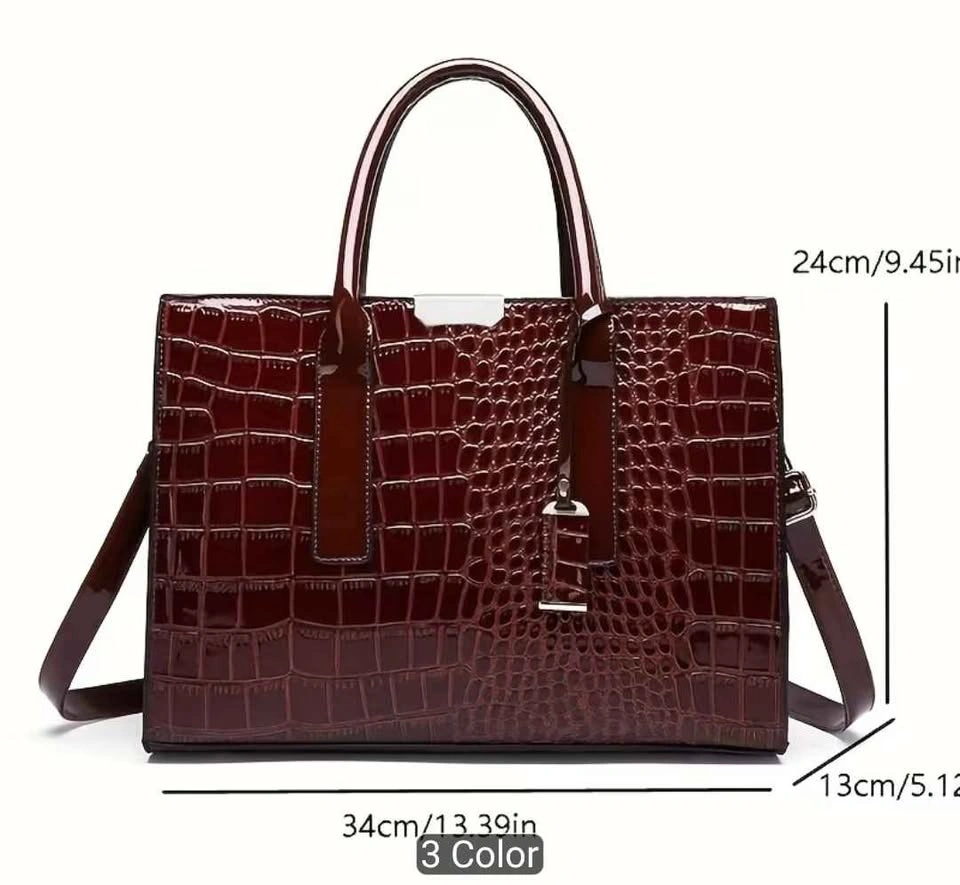 Brand new black crocodile pattern hand bag for women - photo 3