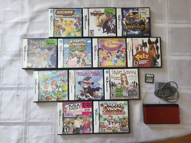 Nintendo DS Lite Red with Games - Fully Working
