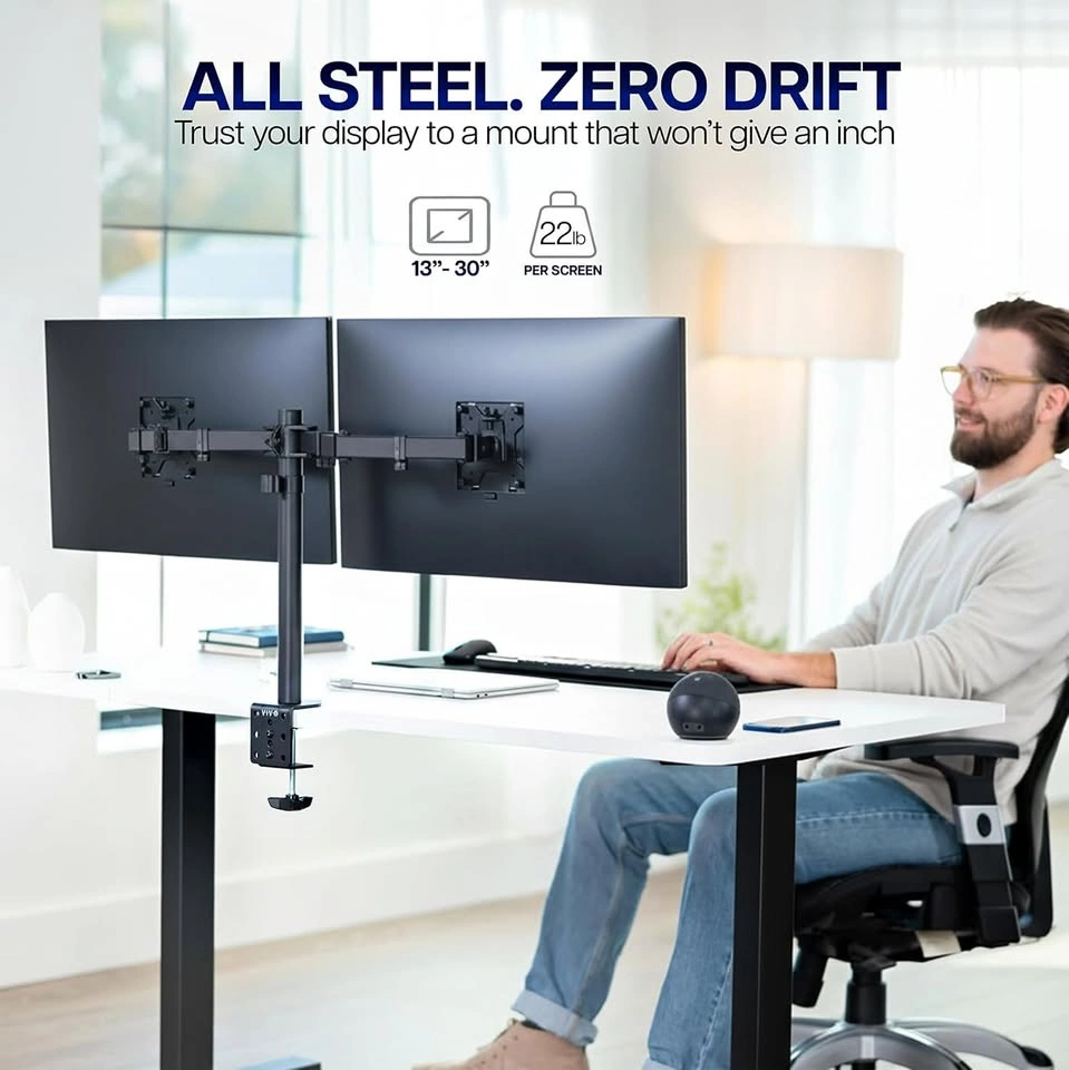 NEW VIVO Dual Monitor Desk Mount (Holds 2 Screens)