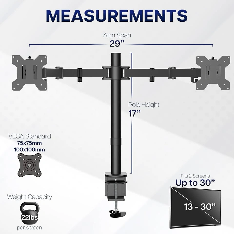 NEW VIVO Dual Monitor Desk Mount (Holds 2 Screens) - photo 3