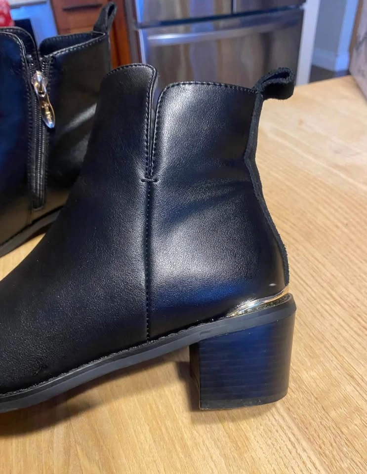 Aqua Diva Black Leather Water Resistant Ankle Boots - Size 8 - photo 3