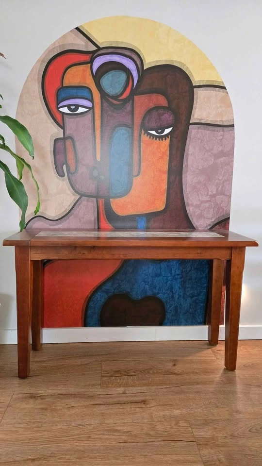 Solid Hardwood Console Table with Stone Inlay - photo 2