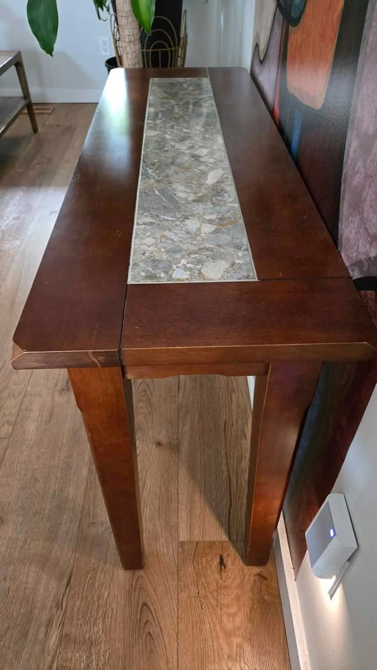 Solid Hardwood Console Table with Stone Inlay - photo 3