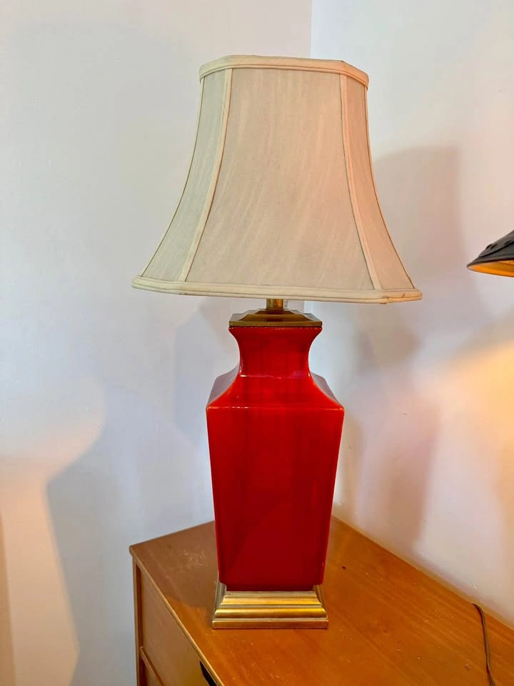 Vintage Oxblood Red Ceramic Table Lamp — Hollywood Regency