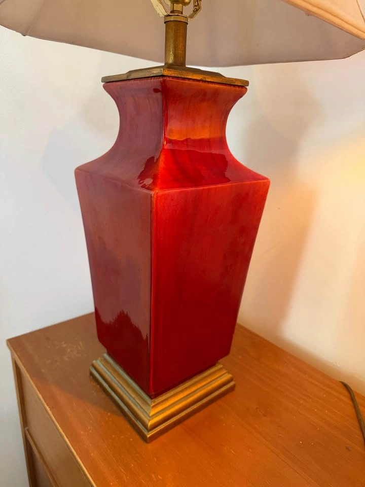 Vintage Oxblood Red Ceramic Table Lamp — Hollywood Regency - photo 2
