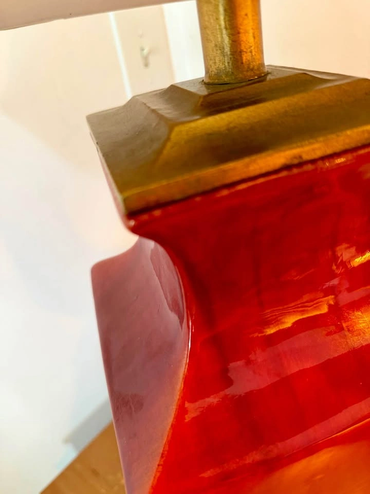 Vintage Oxblood Red Ceramic Table Lamp — Hollywood Regency - photo 4