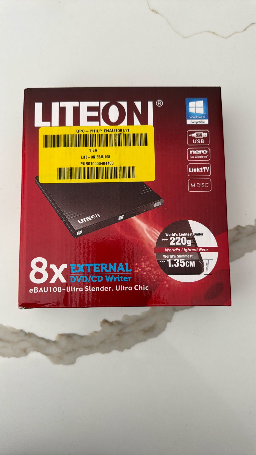 LITEON 8x External DVD CD Writer Ultra Slender NEW