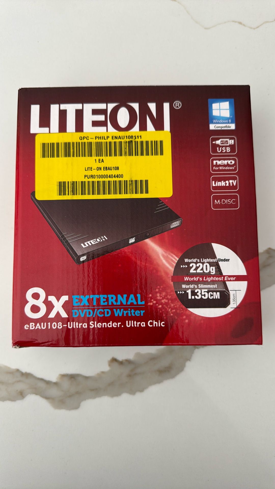 LITEON 8x External DVD CD Writer Ultra Slender NEW - photo 2