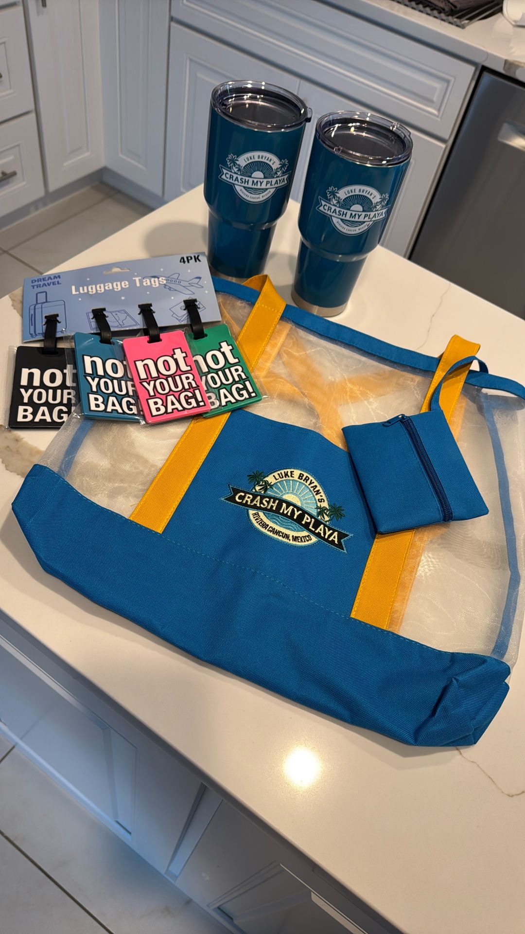 Crash My Playa Tote w/ Luke Bryan Cups, Luggage Tags