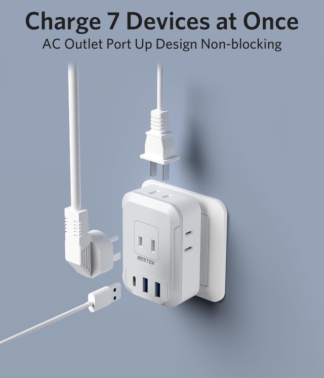 BESTEK European Travel Plug Adapter with 4 Outlets & 3 USB - photo 4