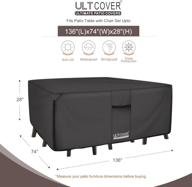 NEW 600D Tough Canvas Patio Table & Chair Cover 136x74" - photo 2